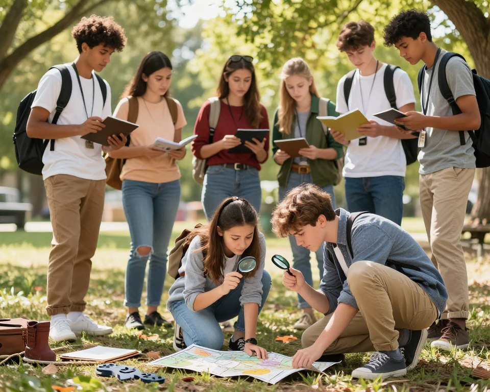 Jugendliche beim Detektiv-Training Jugendliche beim Detektiv-Training
